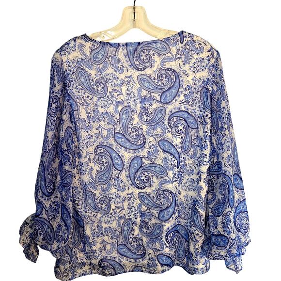 1.State Medium Women's Top Blue Boho Shirt Blouse Misses Size 8 10 - Picture 4 of 5